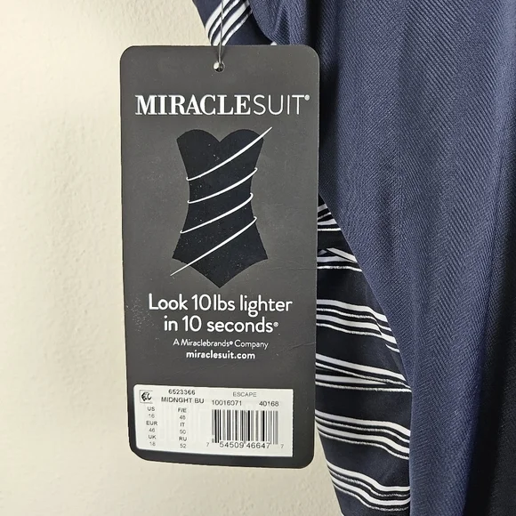 Miraclesuit Blue and White One Piece Swimwear with Nautical Stripes - Picture 7 of 10